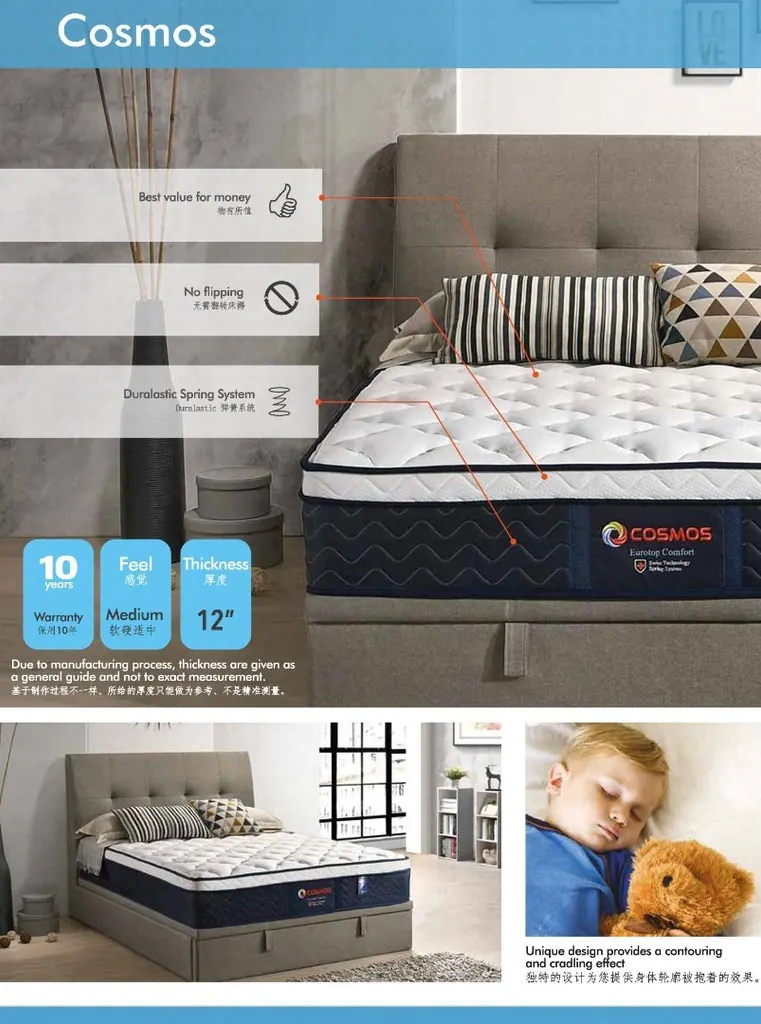 Dreamland Cosmos - Eurotop Comfort mattress features and specifications