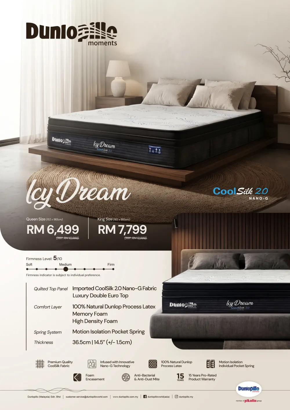 Dunlopillo IcyDream mattress features and specifications