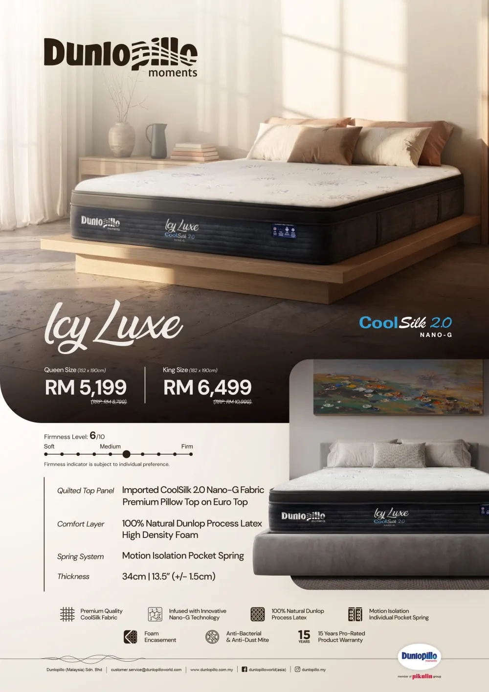Dunlopillo IcyLuxe mattress features and specifications