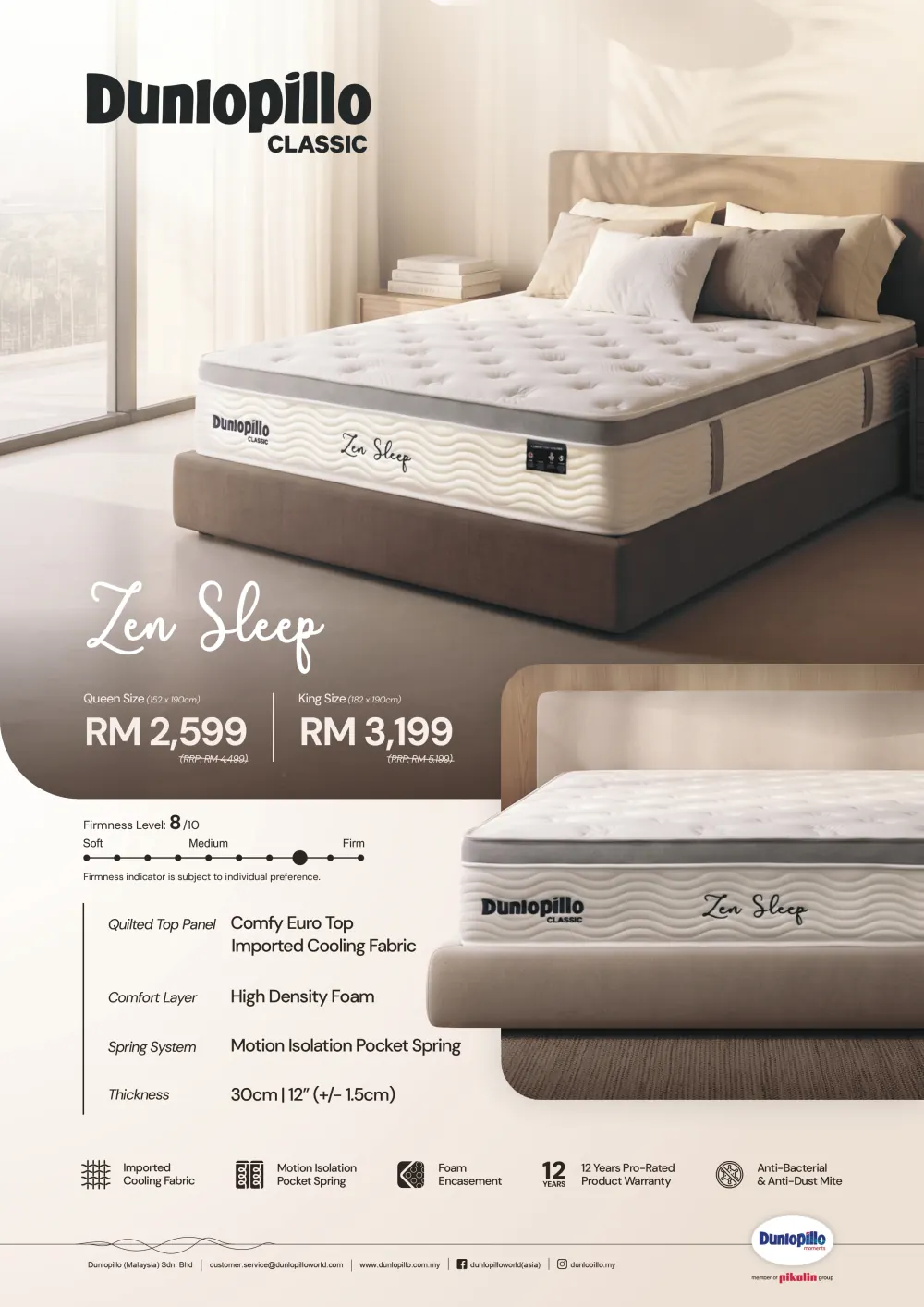Dunlopillo Zen Sleep mattress features and specifications