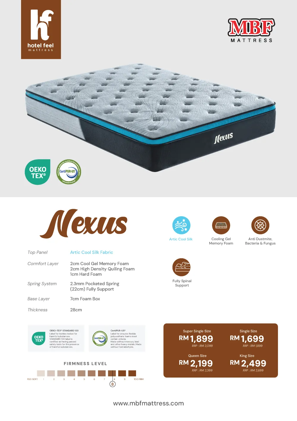 Hotel Feel Nexus - New Upgrade Artic Cool Silk Mattress features and specifications, part 2