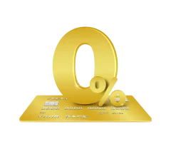 Gold 0% sign on a credit card