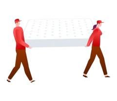 Two movers carrying a mattress